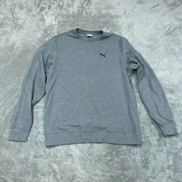 Puma Mens Gray Crewneck Sweatshirt Size L Cotton Blend a1058 - Picture 1 of 8